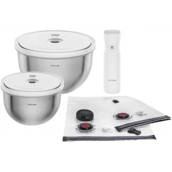 Zestaw próżniowych misek do przechowywania żywności ZWILLING Fresh&Save Bowl Starter Set 9-częściowy stal nierdzewna
