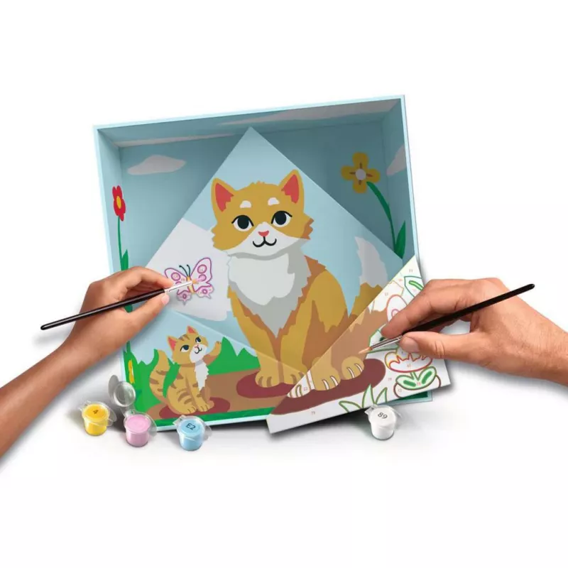 Zestaw do malowania Ravensburger CreArt Do it together — kot, wspólny zestaw farb