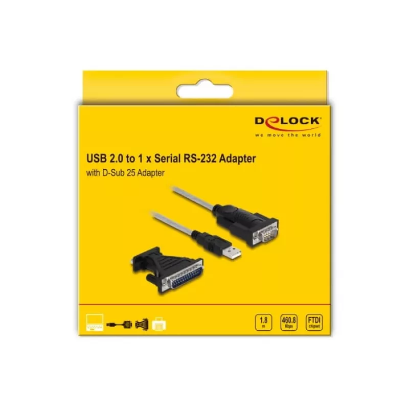 DeLOCK Adapter USB 2.0 Typ-A na szeregowy RS-232 D-Sub 9 + D-Sub 25