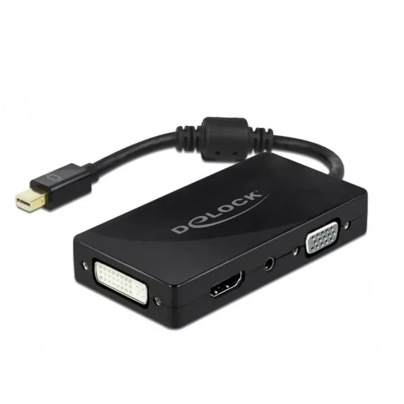 Adapter DeLOCK Mini DisplayPort 1.2 na VGA HDMI DVI Audio 4K Pasywny Czarny