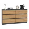 Komoda Top e Shop M6 140 ANT/ART, 6 szuflad, Antracyt Dąb, 1380×750×400 mm