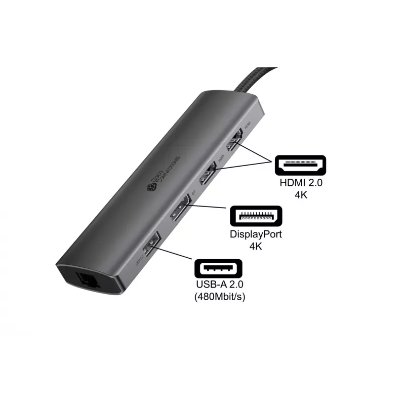 Koncentrator interfejsów Alcasa HUB-C001A USB Type-C 5000 Mbit/s Antracyt