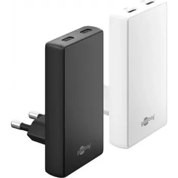Goobay USB-C PD GaN Dual-Fast Charger 90° Flat 45 W biały - 2x -Porty (75722)