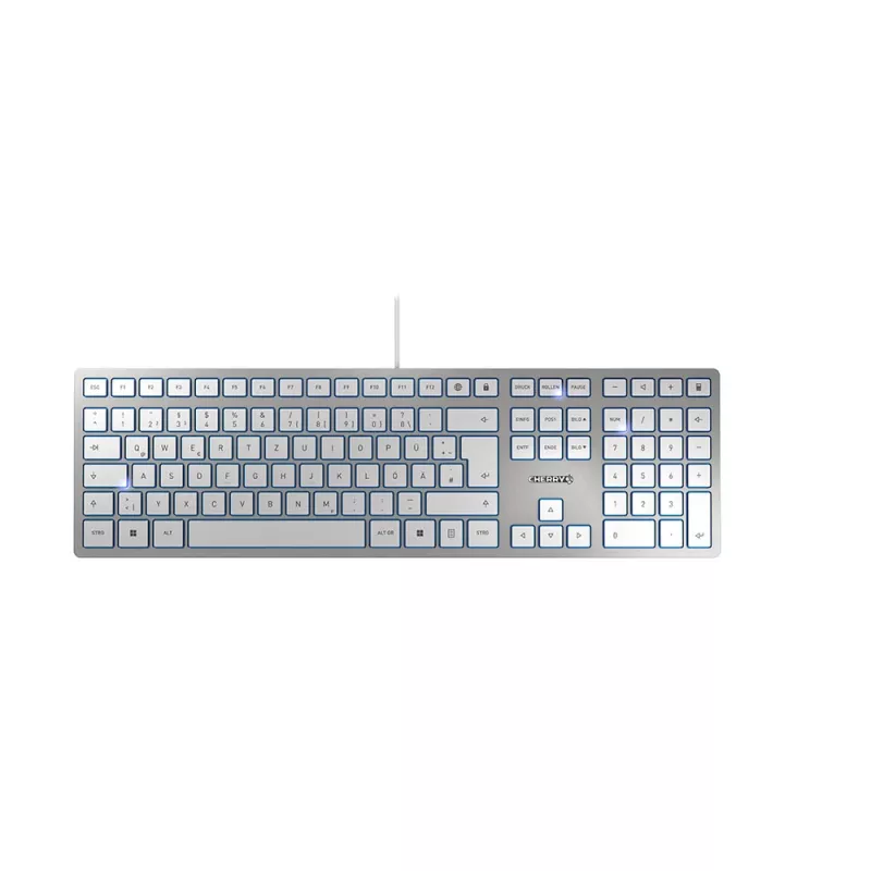 Klawiatura CHERRY KC 6000 cienki uniwersalna USB QWERTZ niemiecka srebrna