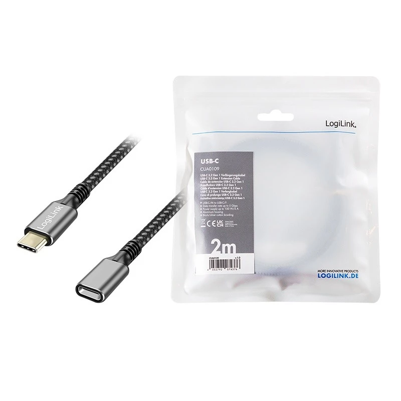 Przedłużacz USB 3.2 Gen1 Type-C żeński, PD, 2m