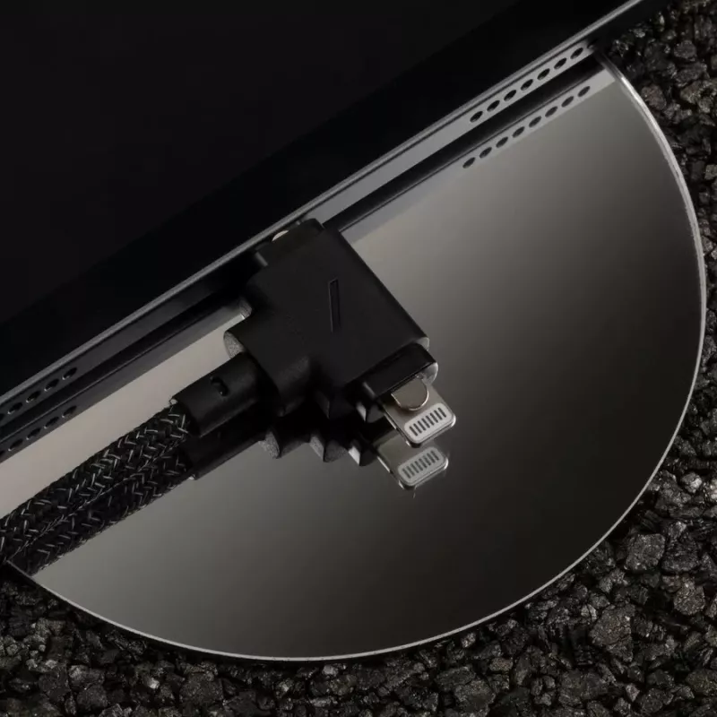 Kabel do ładowania i transmisji danych native union Belt kabel Duo Pro USB-C na USB-C i Lightning Czarny