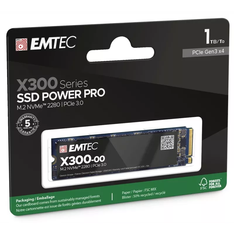 SSD Emtec X300 1TB M.2 PCI Express 3.0 NVMe 3D NAND
