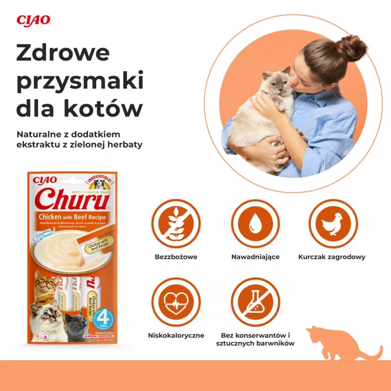 INABA Churu Chicken with Beef Recipe - przysmaki dla kota - 4x14 g