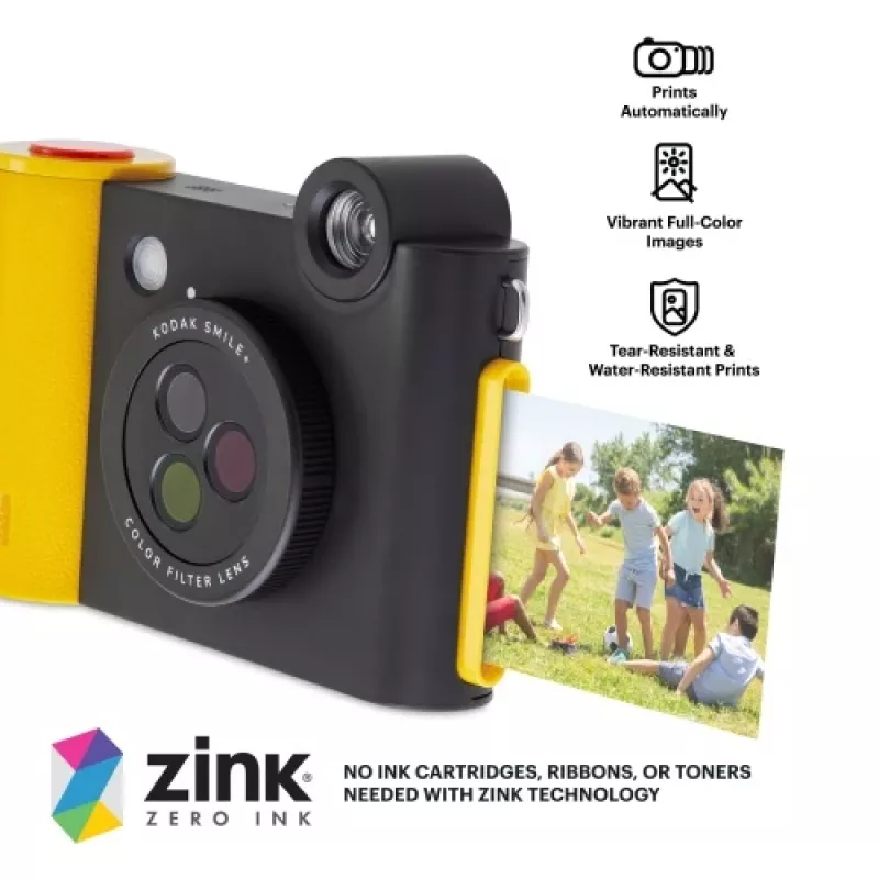 Natychmiastowy aparat fotograficzny Kodak SMILE+ 2x3 Czarny — przenośny aparat do zdjęć natychmiastowych z wydrukami 2×3