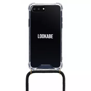 Etui z naszyjnikiem do telefonu Lookabe na iPhone 7/8 Plus — złoty łańcuszek, czarne etui