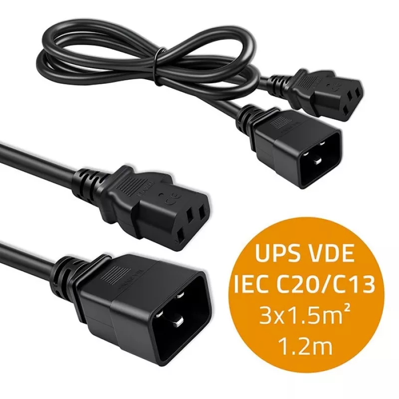 Kabel zasilający Qoltec 53991 czarny 1,2 m złącze C20 C13
