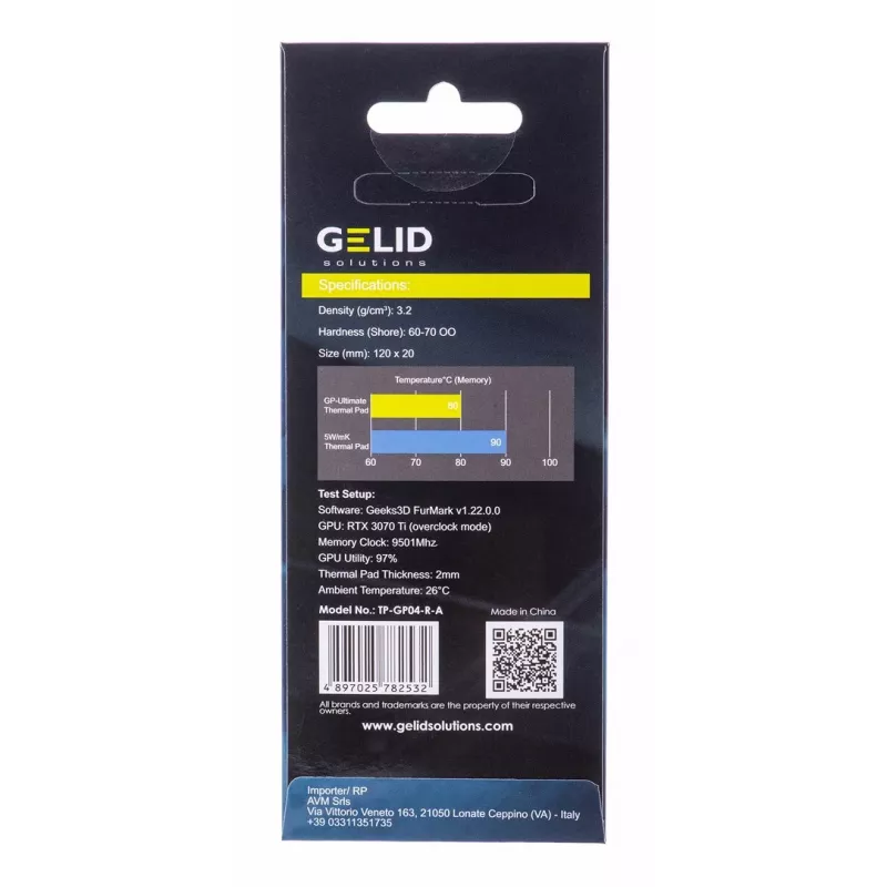 Podkładka termiczna Gelid TP-GP04-R-A 120×20×0,5 mm, gęstość 3,2 g/cm³, szary