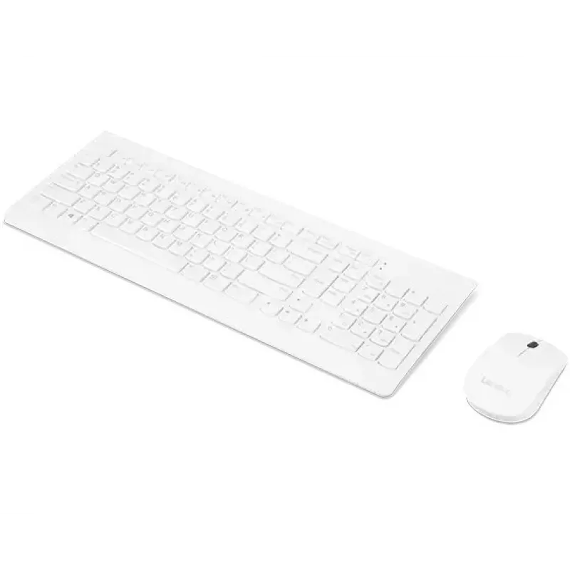 Pełnowymiarowy zestaw klawiatury mechanicznej i myszy Lenovo GX30W75336 — USB + Bluetooth, QWERTY, biały