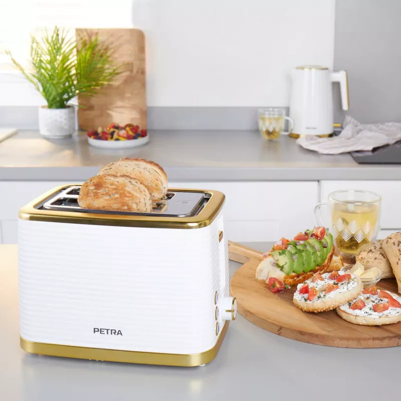 Toster Petra PT5032WVDE 2-kromkowy, kompaktowy toster elektryczny z 2 szczelinami