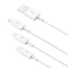 Kabel USB Baseus SUP0003529 — USB 3.2 Gen 1 (3.1 Gen 1), 1 m, USB-A na USB-C / Micro USB-A / Lightning, biały