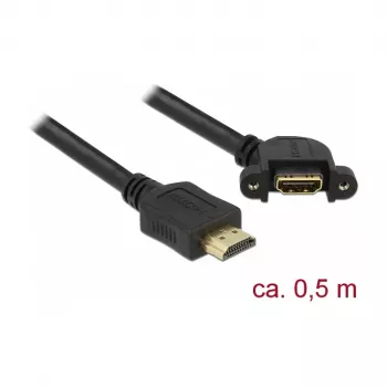 Kabel HDMI DeLOCK 85467 0,5 m Typ A Męski na Żeński Czarny
