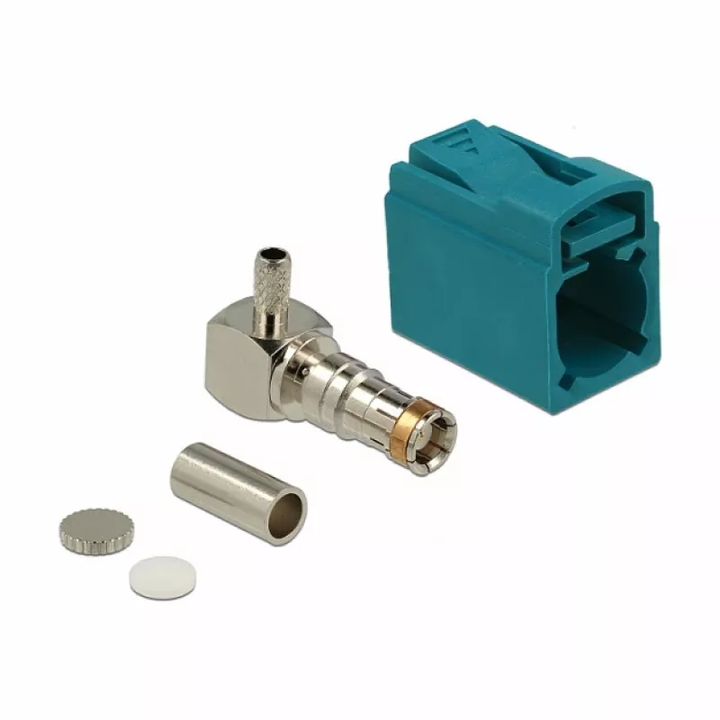 Złącze koncentryczne DELOCK 89723 — FAKRA Z męskie, kątowe 90°, 13,8×21,5×9,5 mm