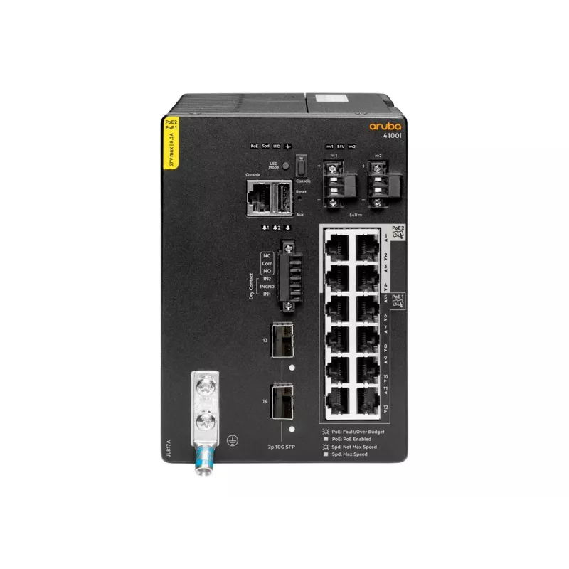 Hewlett Packard Enterprise HPE Aruba 4100i - Switch - 8 x 10/100/1000 (PoE Class 4) + 4 x 10/100/1000 (PoE Class 6) + 2 x SFP+ - montaż na szynie DIN - PoE Class 4 / PoE Class