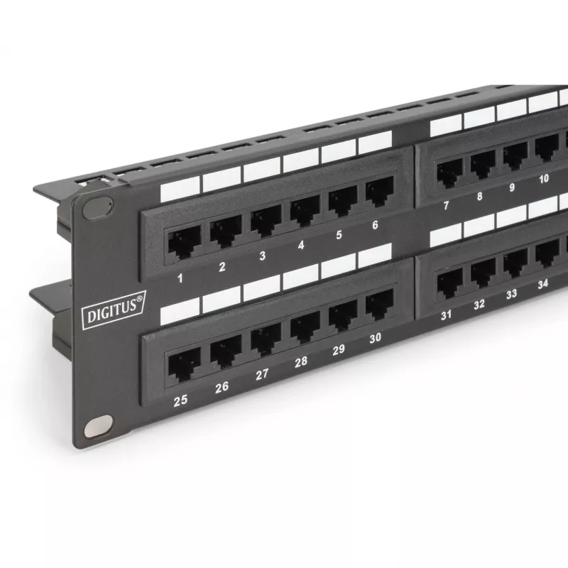 DIGITUS - Panel krosowy - RJ-45 X 48 - Szary, RAL 7035 - 2U - 48 portów (DN-91648U)