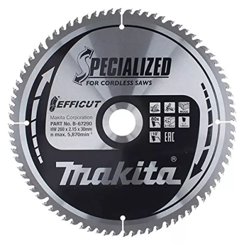 Tarcza do piły T.C.T. 260X2.15X30mm 10° T80 EFFICUT