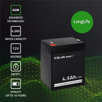 Akumulator AGM Qoltec 53033 4.5 Ah 15 V 65.5 A Motocykl