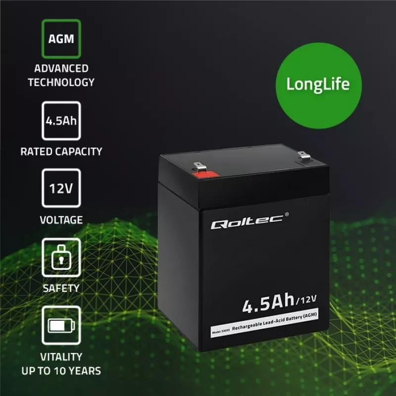 Akumulator AGM Qoltec 53033 4.5 Ah 15 V 65.5 A Motocykl