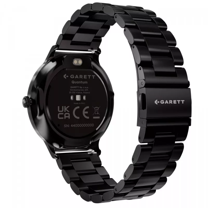 Smartwatch Garett Quantum — czarna stal nierdzewna