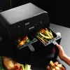 Frytkownica beztłuszczowa Petra PT4750BLKVDEEU7, dwukomorowa, pojemność 3,7 l, czarna