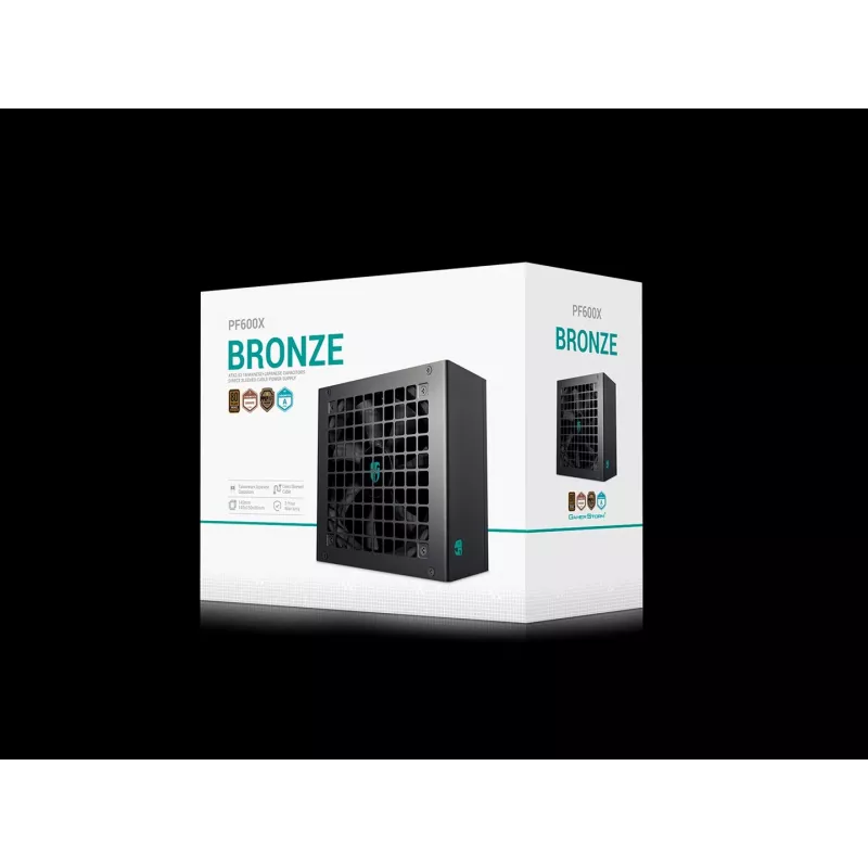 Zasilacz ATX DeepCool PF600X 600W 80 PLUS Bronze, 600 W, wentylator 12 cm, ATX 2.52, 24-pin, 2×(6+2) PCIe, 8×SATA
