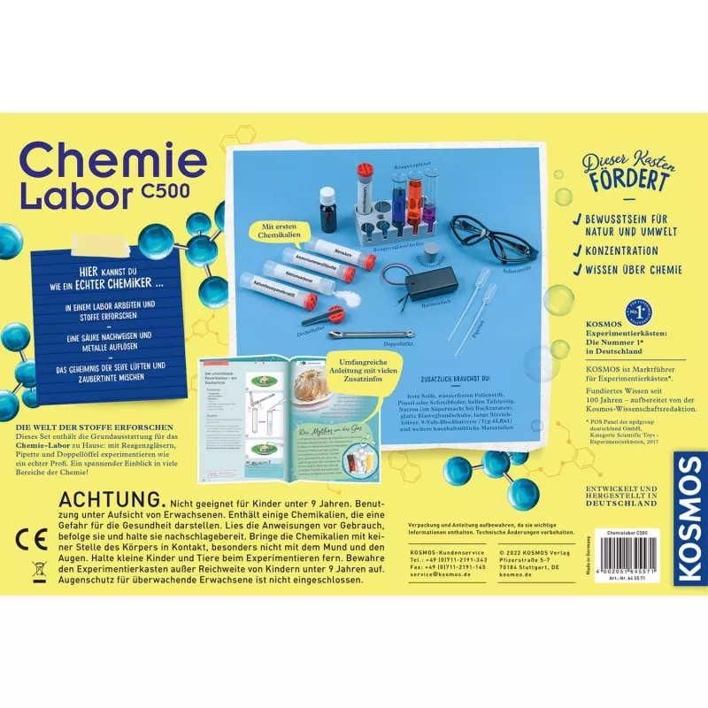 Kosmos Chemie labor C 500, Zestaw eksperymentalny, Chemia, 9 lat, Wielokolorowy