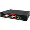 Przełącznik Ethernet PoE QOLTEC 16x RJ45, 2x RJ45 uplink, 1x SFP (MPN 52291)