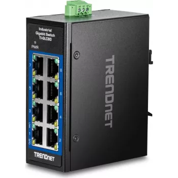 Trendnet 8-Portowy Przemysłowy Gigabitowy Przełącznik Mini DIN-Rail