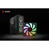 Obudowa PC Cube SAVIO Noctis Glass RGB — Czarny, ATX/Micro-ATX, 210×410×450 mm, 3×120 mm wentylatory z przodu