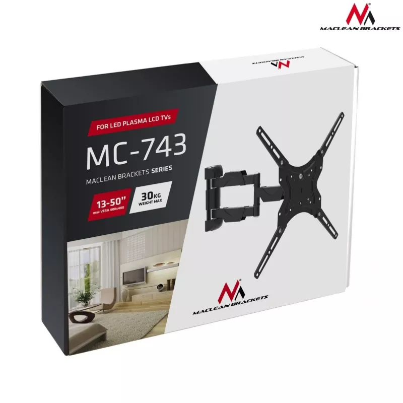 Maclean Mc-743 - Uchwyt VESA do monitora/TV, 13-50 cali, czarny, 30 kg
