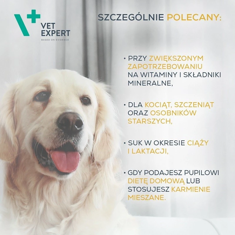 Kapsułki multiwitaminowe VETEXPERT 30 szt. dla psów i kotów – witalność, wsparcie stawów, bez konserwantów i glutenu
