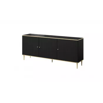Komoda GLAMOUR 180x40x75,5 cm, czarna matowa + złoto
