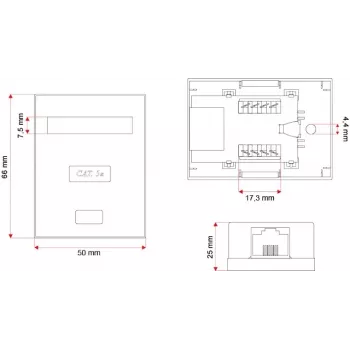Puszka przyłączeniowa sieciowa Alantec GN005 — Cat5e, ekranowanie F/UTP (FTP), biała, 50×66×25 mm