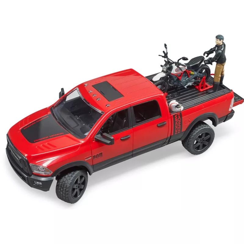 Dodge RAM 2500 Power Wagon z przyczepą i motocyklem Ducati 02502 BRUDER