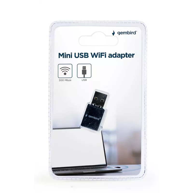 USB 2.0 Wi‑Fi Adapter Gembird WNP-UA300-01 — RTL8192EU, 2.4 GHz, 802.11b/g/n, 300 Mbps