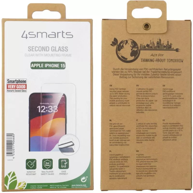 Folia ochronna 4smarts 540595 do Apple iPhone 15 Bulletproof Szkło hartowane