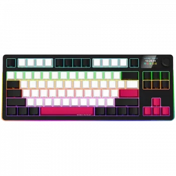 LORGAR KBP70TKLW, Bezprzewodowa mechaniczna klawiatura gamingowa TKL Pro, czarno-czerwona, układ EN
