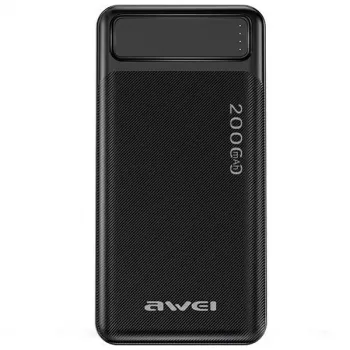 Przenośny powerbank AWEI P6K 20000mAh Czarny 2xUSB/PD/Micro-USB
