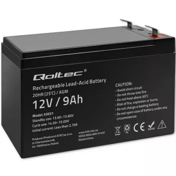 Akumulator do zasilacza awaryjnego QOLTEC 53031 12V 9Ah zielony, 152×94×65 mm, 2,35 kg