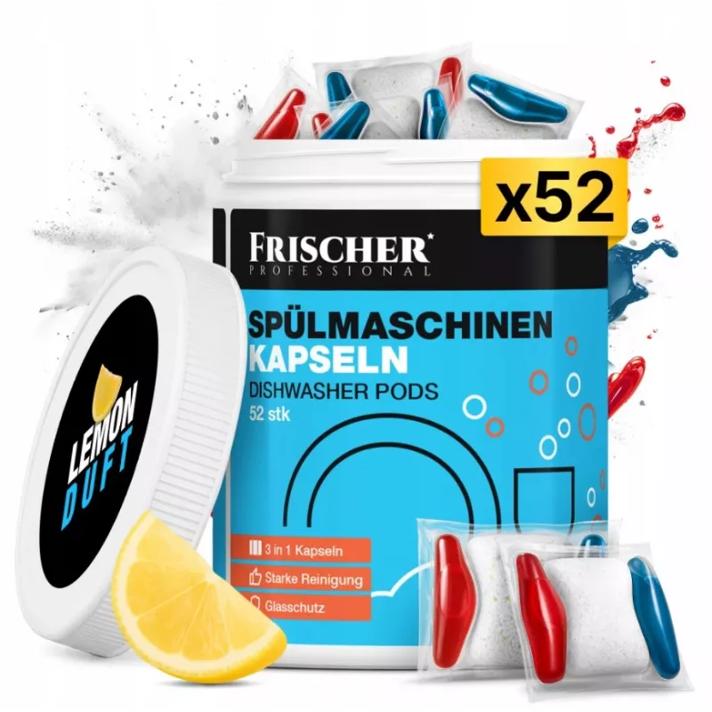 Kapsułki do zmywarki 3-w-1 Frischer, 52 szt.