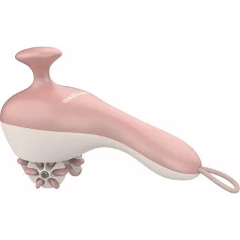 Ręczny masażer rolkowy Medisana AC 950 — bezprzewodowy Li‑Ion, 2 poziomy mocy, ergonomiczne uchwyty, 381 g, różowe złoto/biały