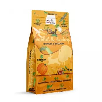 SYTA MICHA Chef Puppy Rabbit, indyk, banan i cukinia - sucha karma dla psów - 9kg