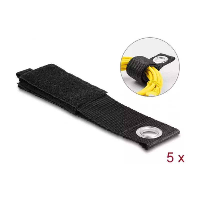 DeLOCK wytrzymały pasek na rzep 435x50mm czarny 5 szt.