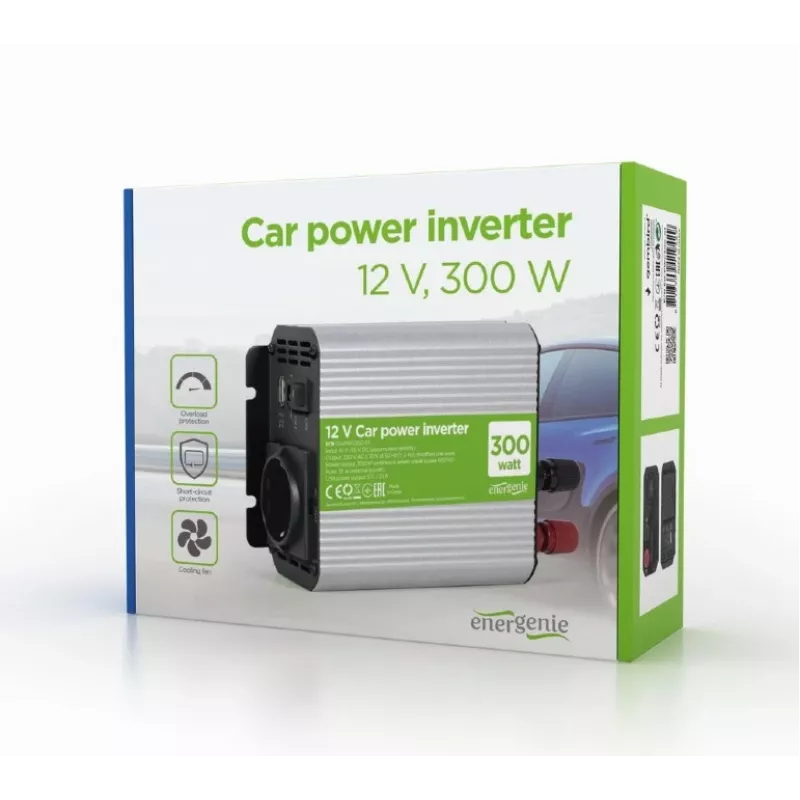 Gembird EG-PWC300-01 zasilacz/przetwornica samochodowa 300 W Szary