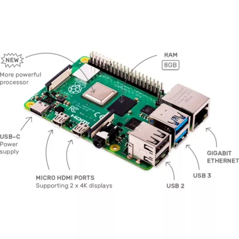 RASPBERRY Pi 4B 8GB 8GB/2xmHDMI/4xUSB/BT/WLAN/LAN (RASPBERRY-PI-4-8GB)