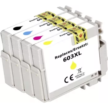 Renkforce zestaw atramentów zamiennik do Epson 603 (C13T03U545) kompatybilny czarny, cyjan, magenta, żółty RF-I-E-603BKCMY4PK RF-5655902 (RF-5655902)